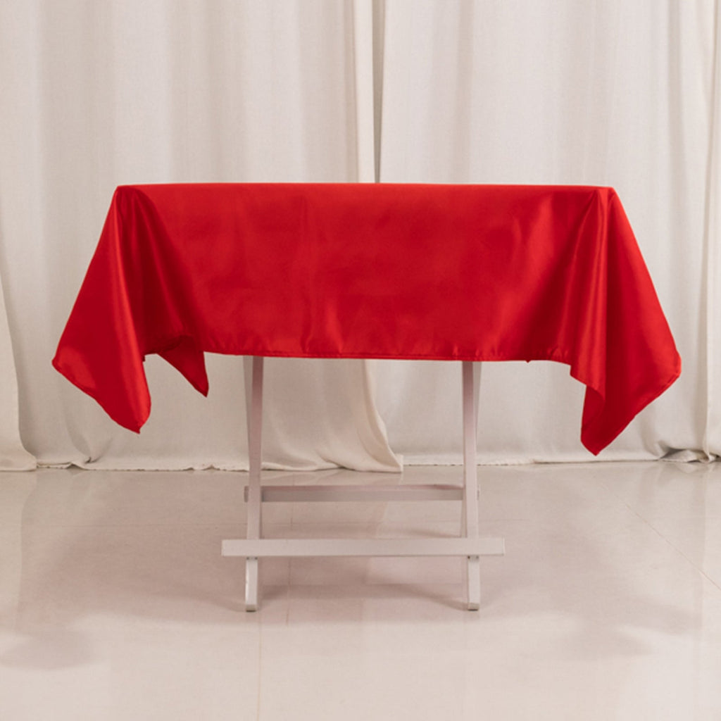Lamour Satin 54"x54" Square Tablecloth Red - Durable & Silk - Like Table Cover - Bell Racket Store