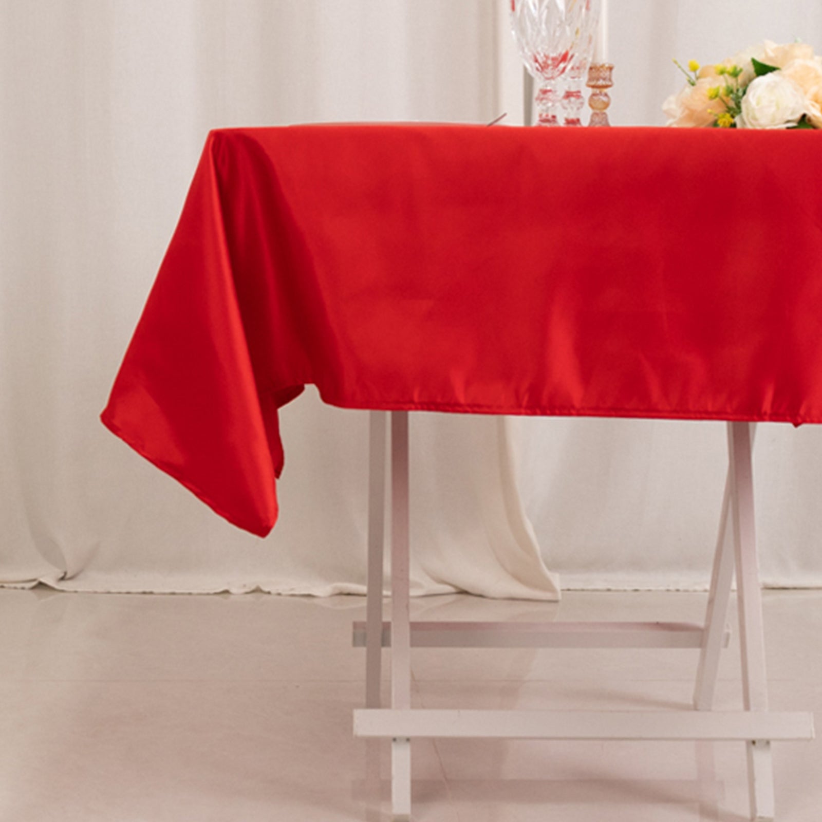 Lamour Satin 54"x54" Square Tablecloth Red - Durable & Silk - Like Table Cover - Bell Racket Store