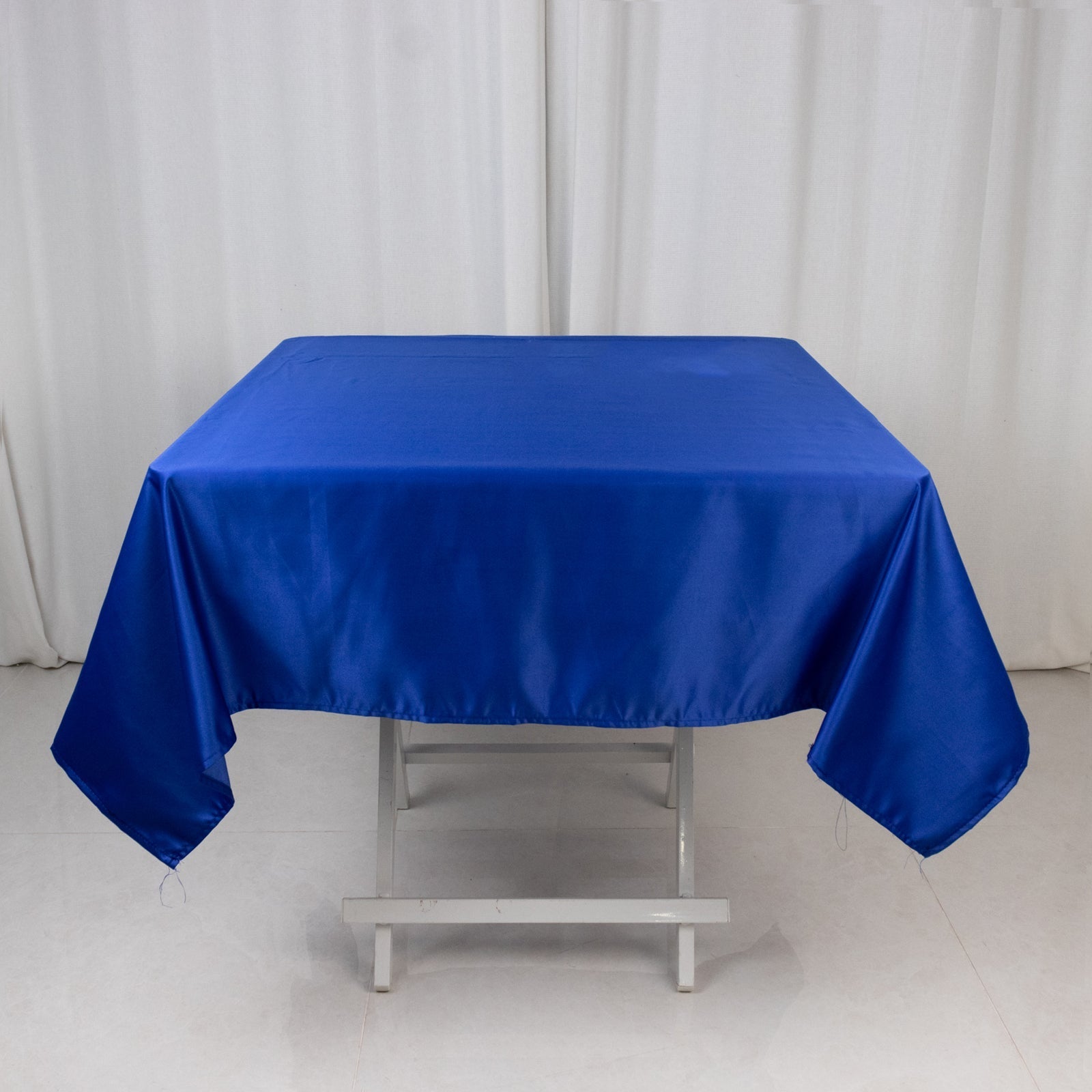 Lamour Satin 54"x54" Square Tablecloth Royal Blue - Durable & Silk - Like Table Cover - Bell Racket Store