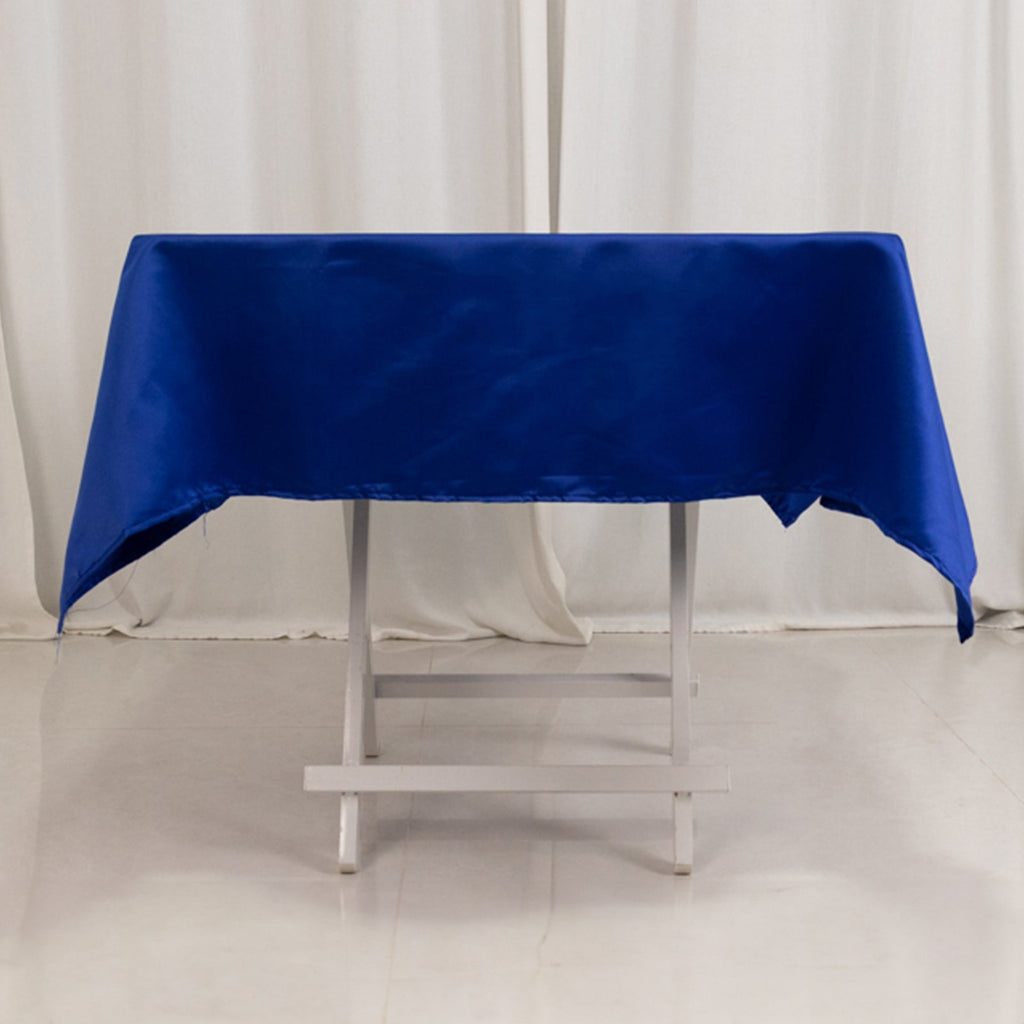 Lamour Satin 54"x54" Square Tablecloth Royal Blue - Durable & Silk - Like Table Cover - Bell Racket Store