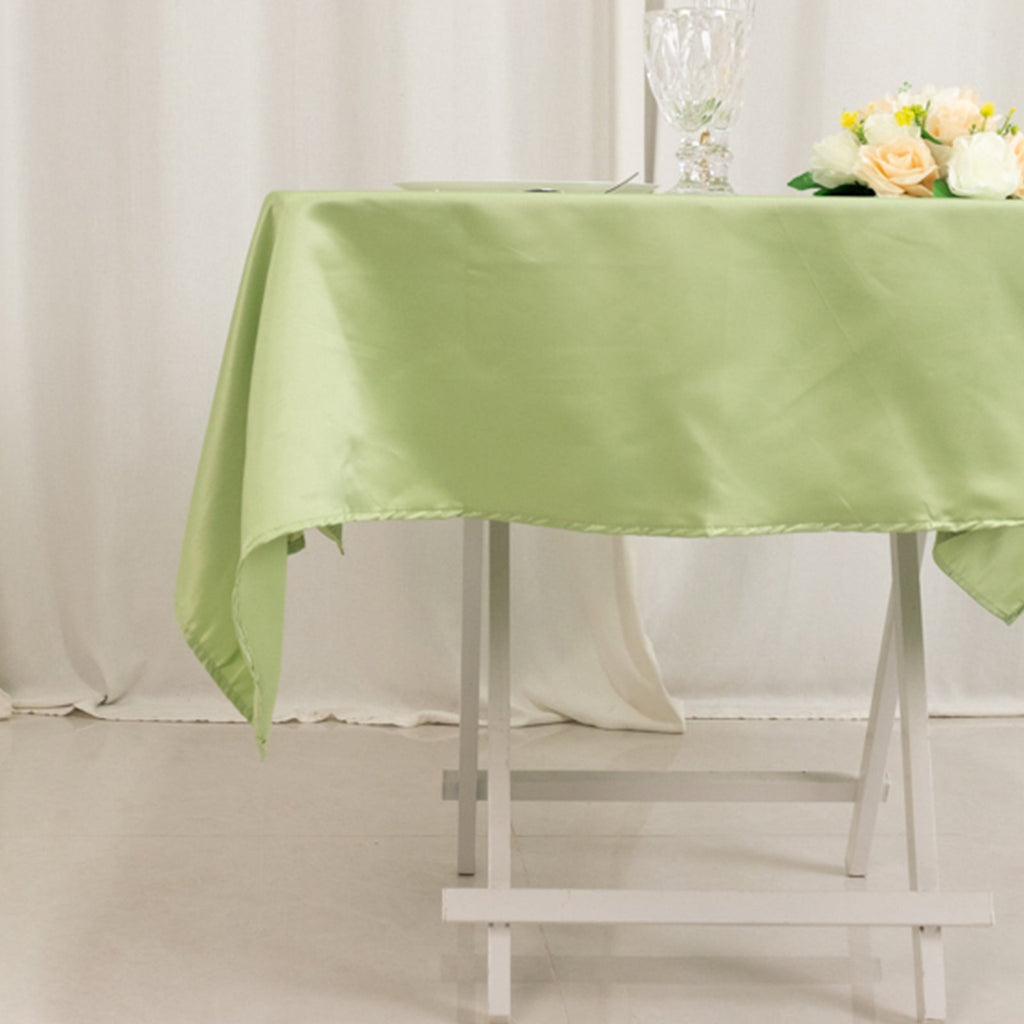 Lamour Satin 54"x54" Square Tablecloth Sage Green - Durable & Silk - Like Table Cover - Bell Racket Store