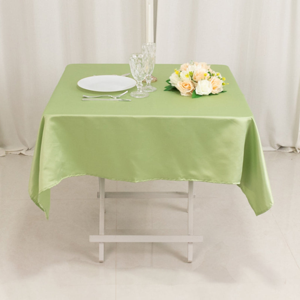 Lamour Satin 54"x54" Square Tablecloth Sage Green - Durable & Silk - Like Table Cover - Bell Racket Store