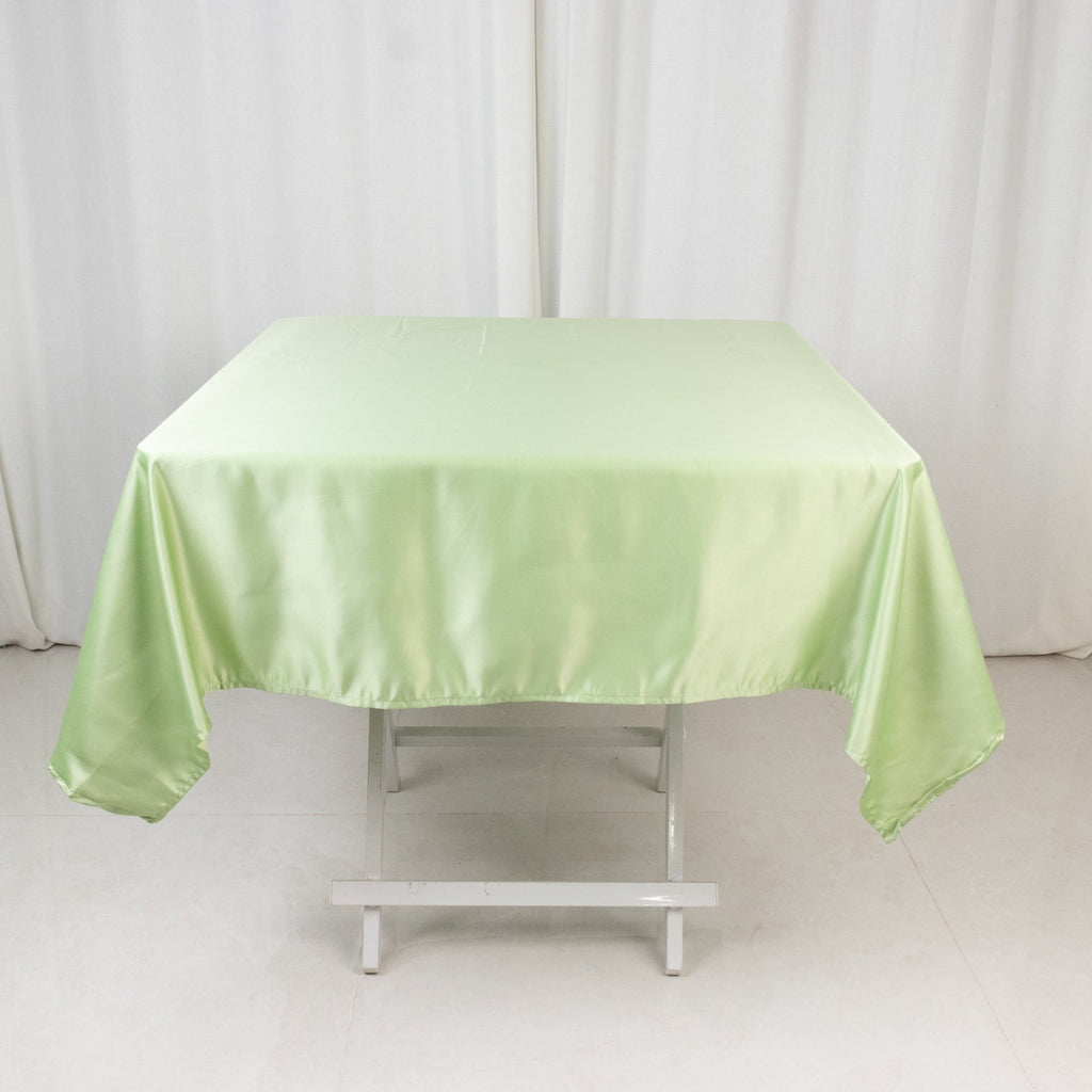 Lamour Satin 54"x54" Square Tablecloth Sage Green - Durable & Silk - Like Table Cover - Bell Racket Store