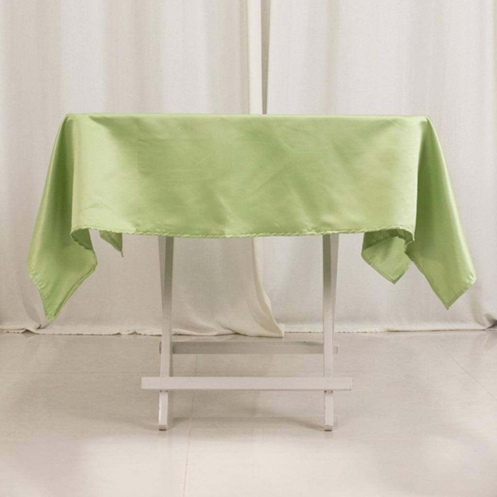 Lamour Satin 54"x54" Square Tablecloth Sage Green - Durable & Silk - Like Table Cover - Bell Racket Store