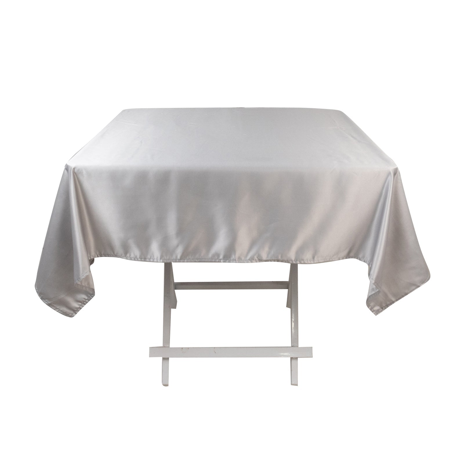 Lamour Satin 54"x54" Square Tablecloth Silver - Durable & Silk - Like Table Cover - Bell Racket Store