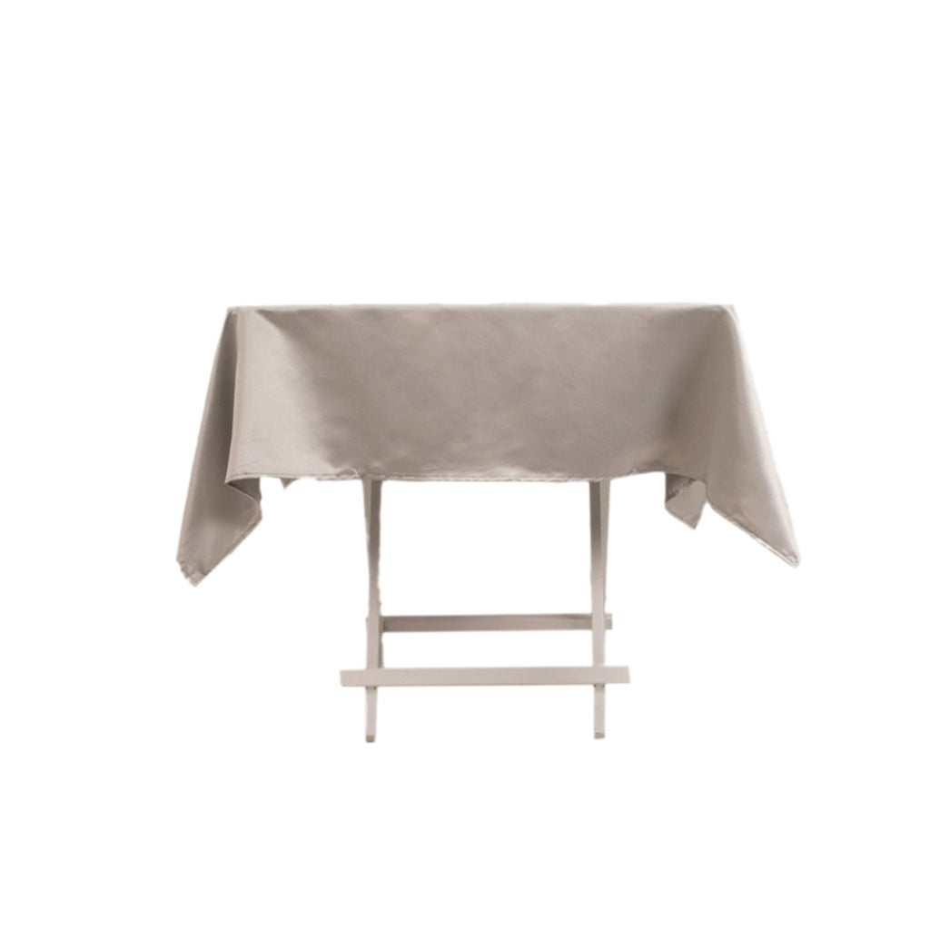 Lamour Satin 54"x54" Square Tablecloth Silver - Durable & Silk - Like Table Cover - Bell Racket Store