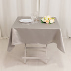 Lamour Satin 54"x54" Square Tablecloth Silver - Durable & Silk - Like Table Cover - Bell Racket Store
