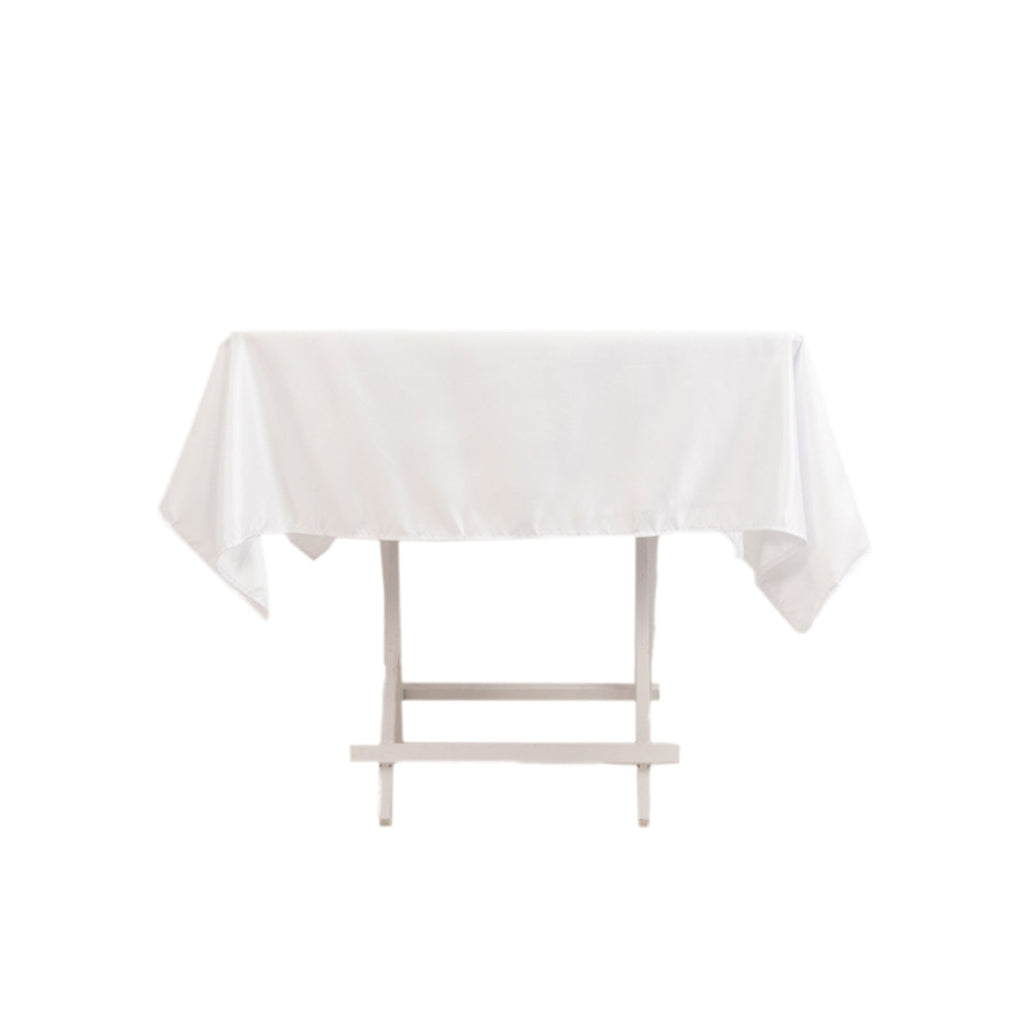 Lamour Satin 54"x54" Square Tablecloth White - Durable & Silk - Like Table Cover for Weddings & Parties - Bell Racket Store