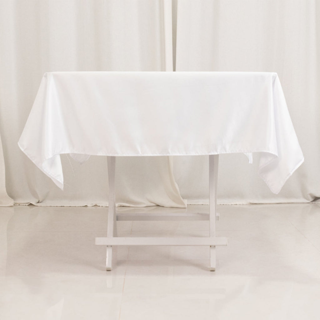 Lamour Satin 54"x54" Square Tablecloth White - Durable & Silk - Like Table Cover for Weddings & Parties - Bell Racket Store