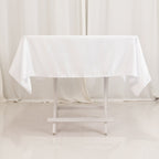 Lamour Satin 54"x54" Square Tablecloth White - Durable & Silk - Like Table Cover for Weddings & Parties - Bell Racket Store