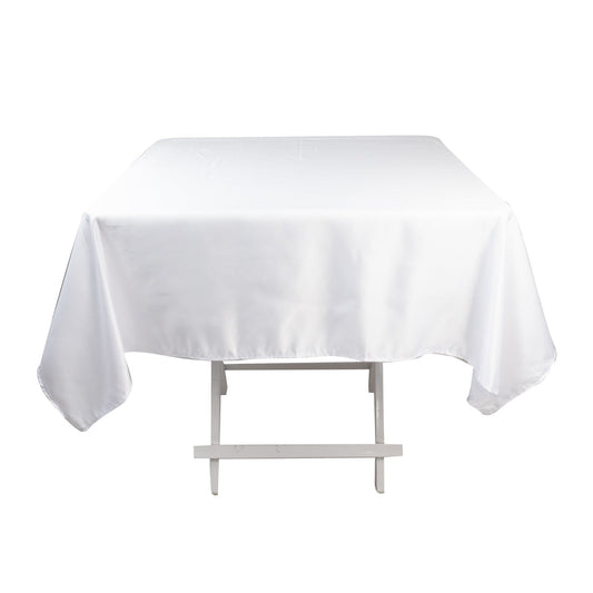 Lamour Satin 54"x54" Square Tablecloth White - Durable & Silk - Like Table Cover for Weddings & Parties - Bell Racket Store