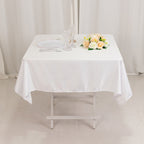 Lamour Satin 54"x54" Square Tablecloth White - Durable & Silk - Like Table Cover for Weddings & Parties - Bell Racket Store