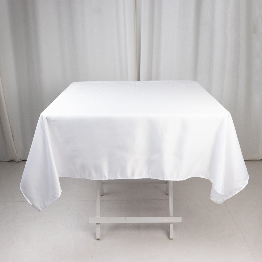 Lamour Satin 54"x54" Square Tablecloth White - Durable & Silk - Like Table Cover for Weddings & Parties - Bell Racket Store