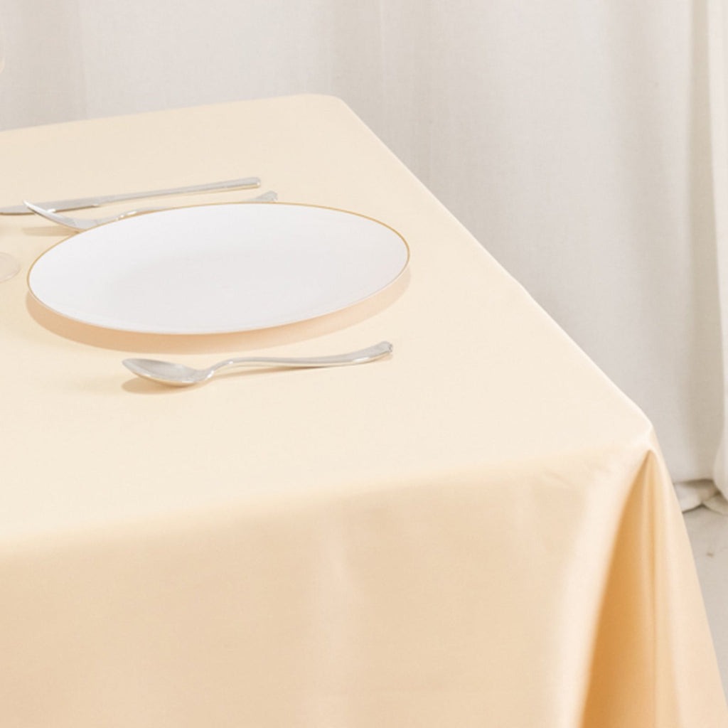 Lamour Satin 54"x54" Table Overlay Square Tablecloth Beige - Durable & Silk - Like Table Cover - Bell Racket Store