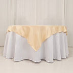 Lamour Satin 54"x54" Table Overlay Square Tablecloth Beige - Durable & Silk - Like Table Cover - Bell Racket Store