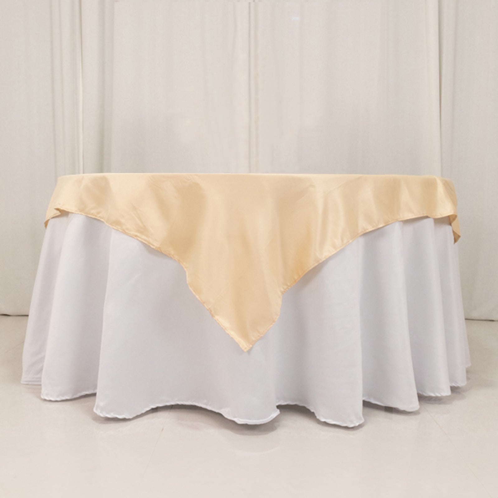 Lamour Satin 54"x54" Table Overlay Square Tablecloth Beige - Durable & Silk - Like Table Cover - Bell Racket Store