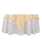 Lamour Satin 54"x54" Table Overlay Square Tablecloth Beige - Durable & Silk - Like Table Cover - Bell Racket Store