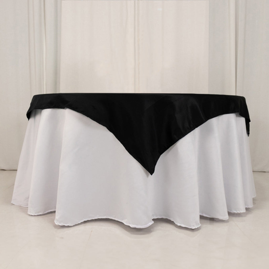 Lamour Satin 54"x54" Table Overlay Square Tablecloth Black - Durable & Silk - Like Table Cover for Weddings & Parties - Bell Racket Store
