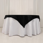 Lamour Satin 54"x54" Table Overlay Square Tablecloth Black - Durable & Silk - Like Table Cover for Weddings & Parties - Bell Racket Store