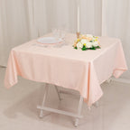 Lamour Satin 54"x54" Table Overlay Square Tablecloth Blush - Durable & Silk - Like Table Cover - Bell Racket Store