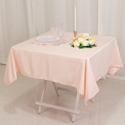 Lamour Satin 54"x54" Table Overlay Square Tablecloth Blush - Durable & Silk - Like Table Cover - Bell Racket Store