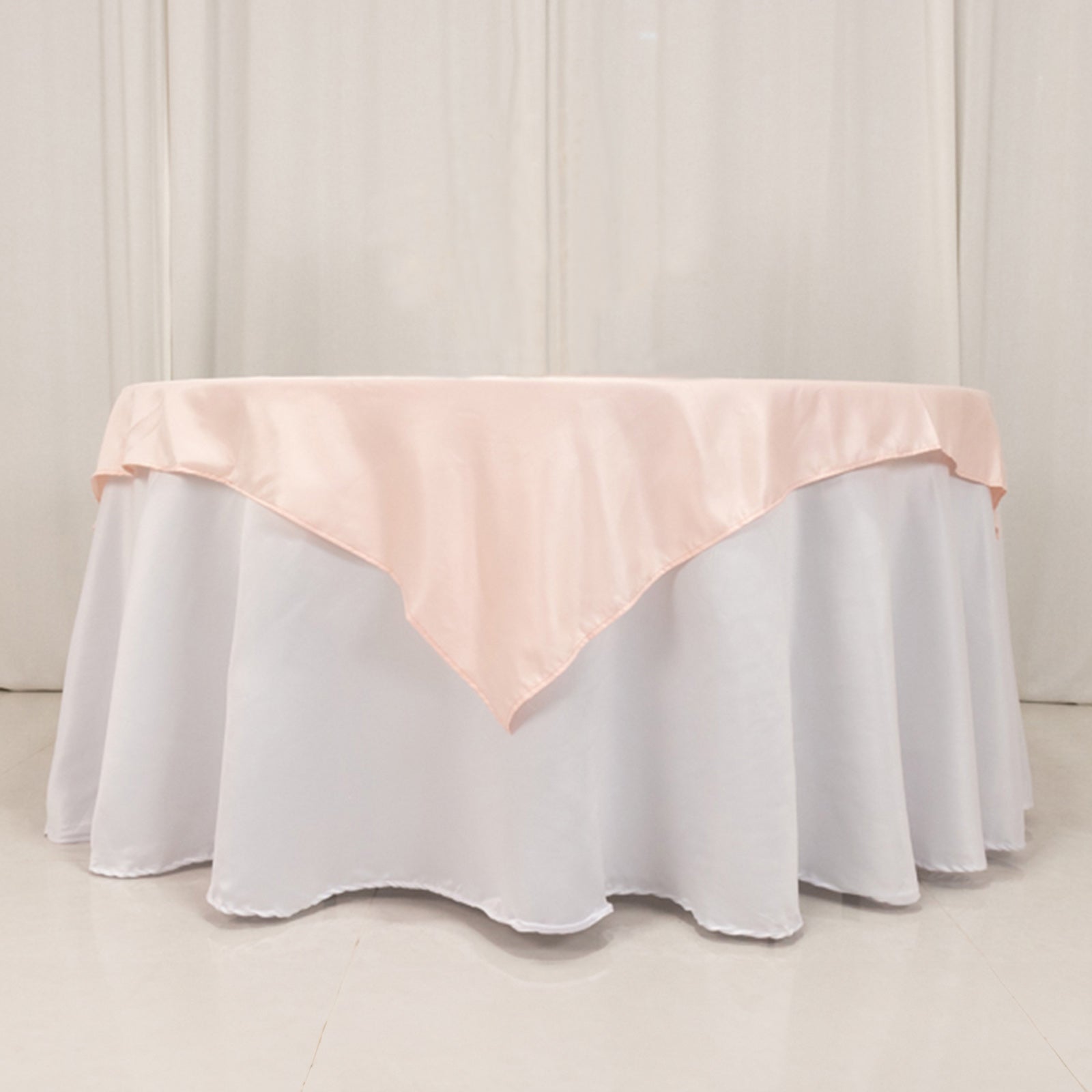 Lamour Satin 54"x54" Table Overlay Square Tablecloth Blush - Durable & Silk - Like Table Cover - Bell Racket Store