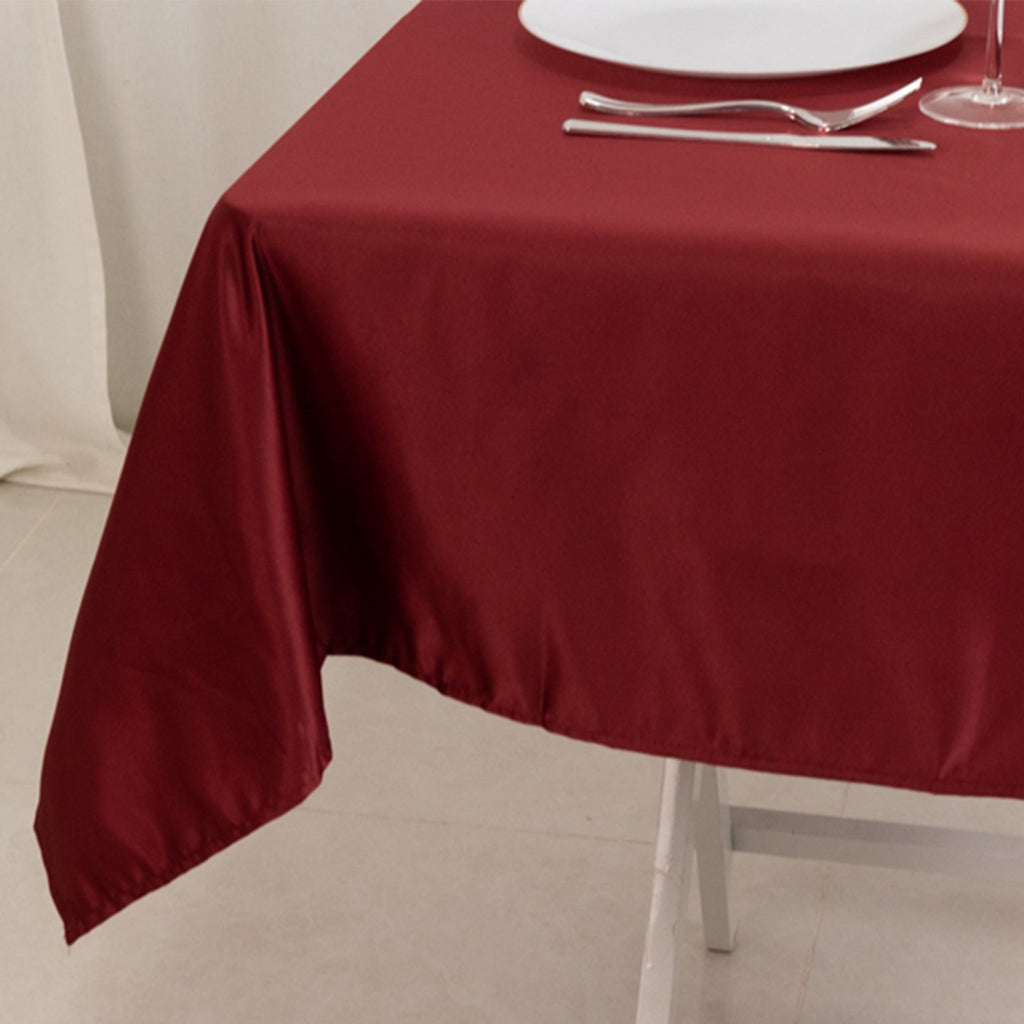 Lamour Satin 54"x54" Table Overlay Square Tablecloth Burgundy - Durable & Silk - Like Table Cover - Bell Racket Store