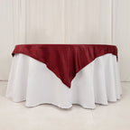 Lamour Satin 54"x54" Table Overlay Square Tablecloth Burgundy - Durable & Silk - Like Table Cover - Bell Racket Store