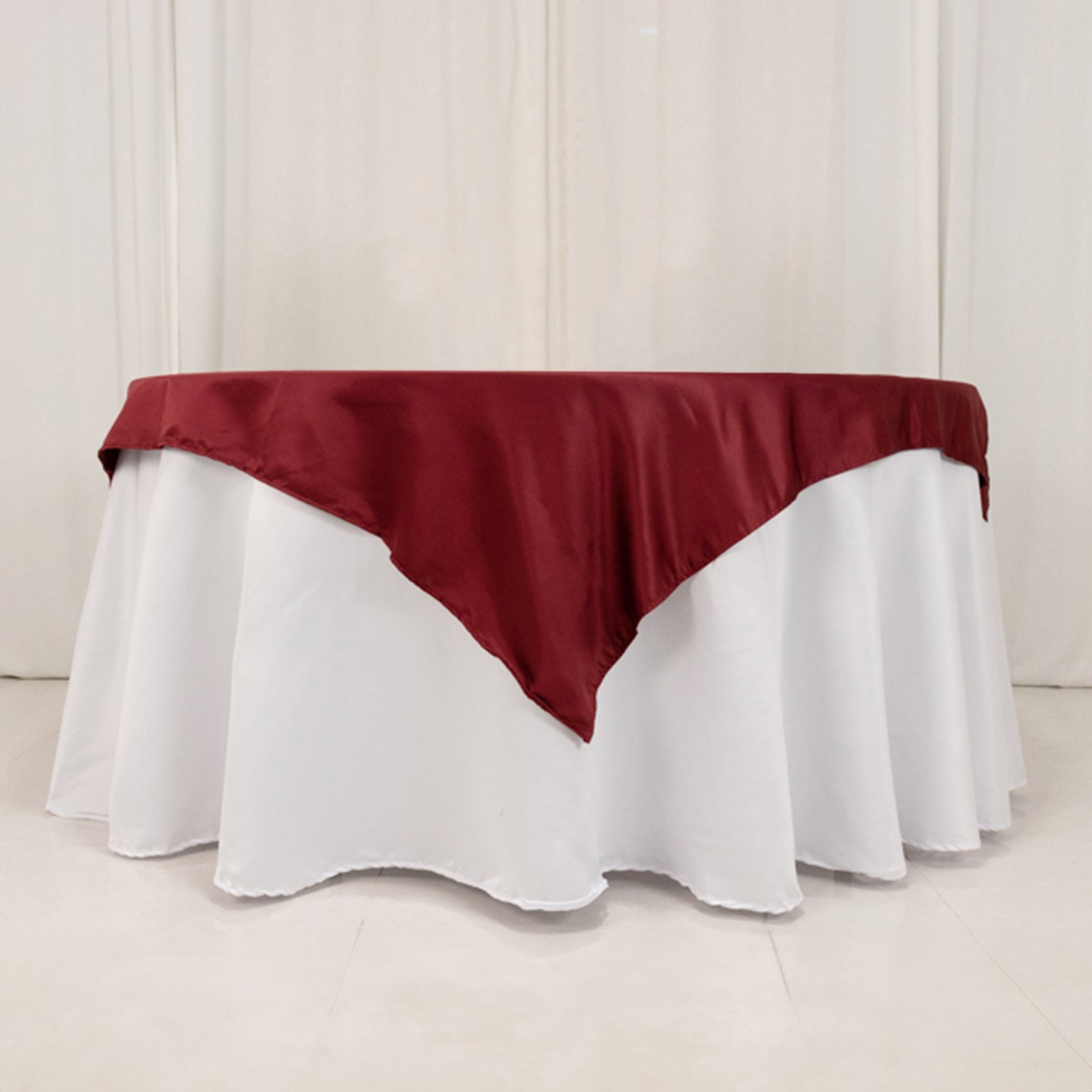 Lamour Satin 54"x54" Table Overlay Square Tablecloth Burgundy - Durable & Silk - Like Table Cover - Bell Racket Store