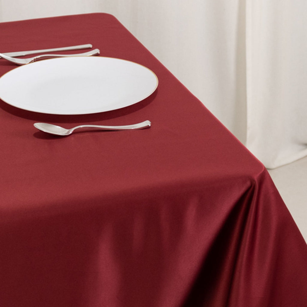 Lamour Satin 54"x54" Table Overlay Square Tablecloth Burgundy - Durable & Silk - Like Table Cover - Bell Racket Store