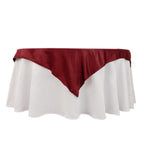 Lamour Satin 54"x54" Table Overlay Square Tablecloth Burgundy - Durable & Silk - Like Table Cover - Bell Racket Store