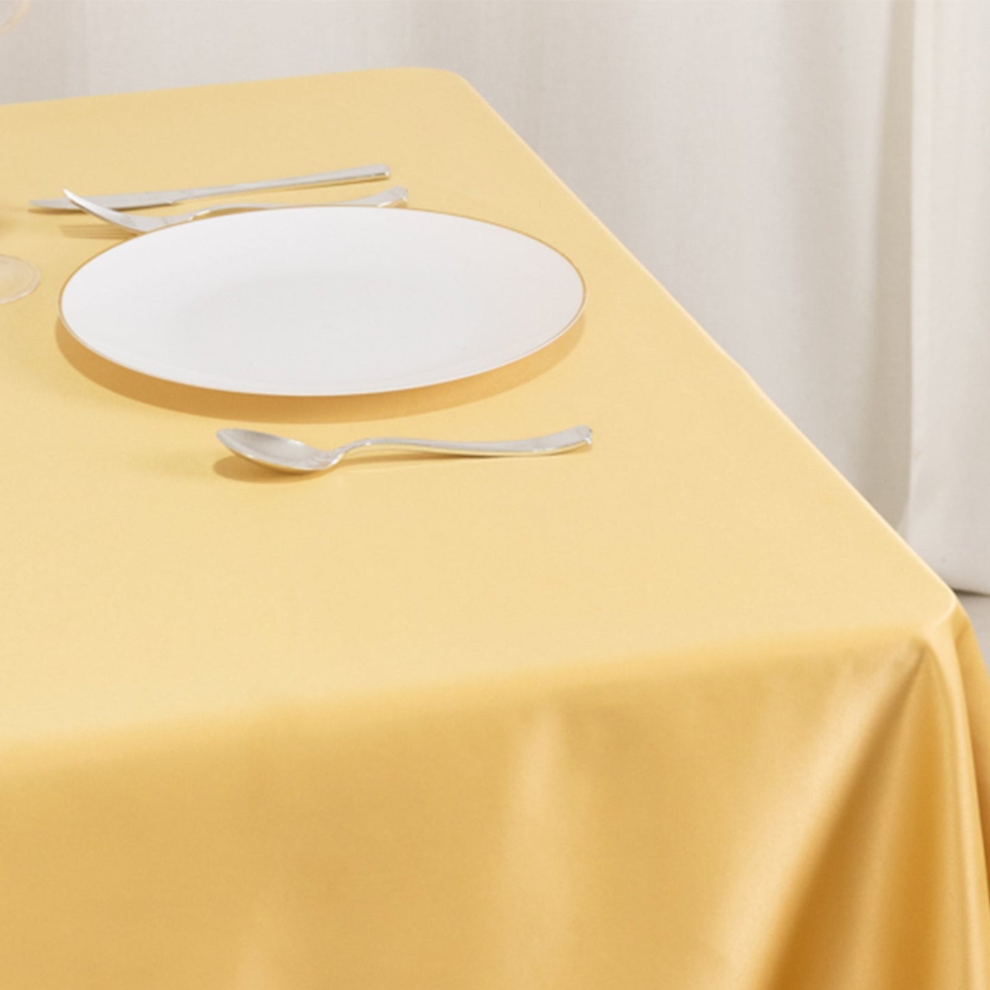 Lamour Satin 54"x54" Table Overlay Square Tablecloth Champagne - Durable & Silk - Like Table Cover - Bell Racket Store