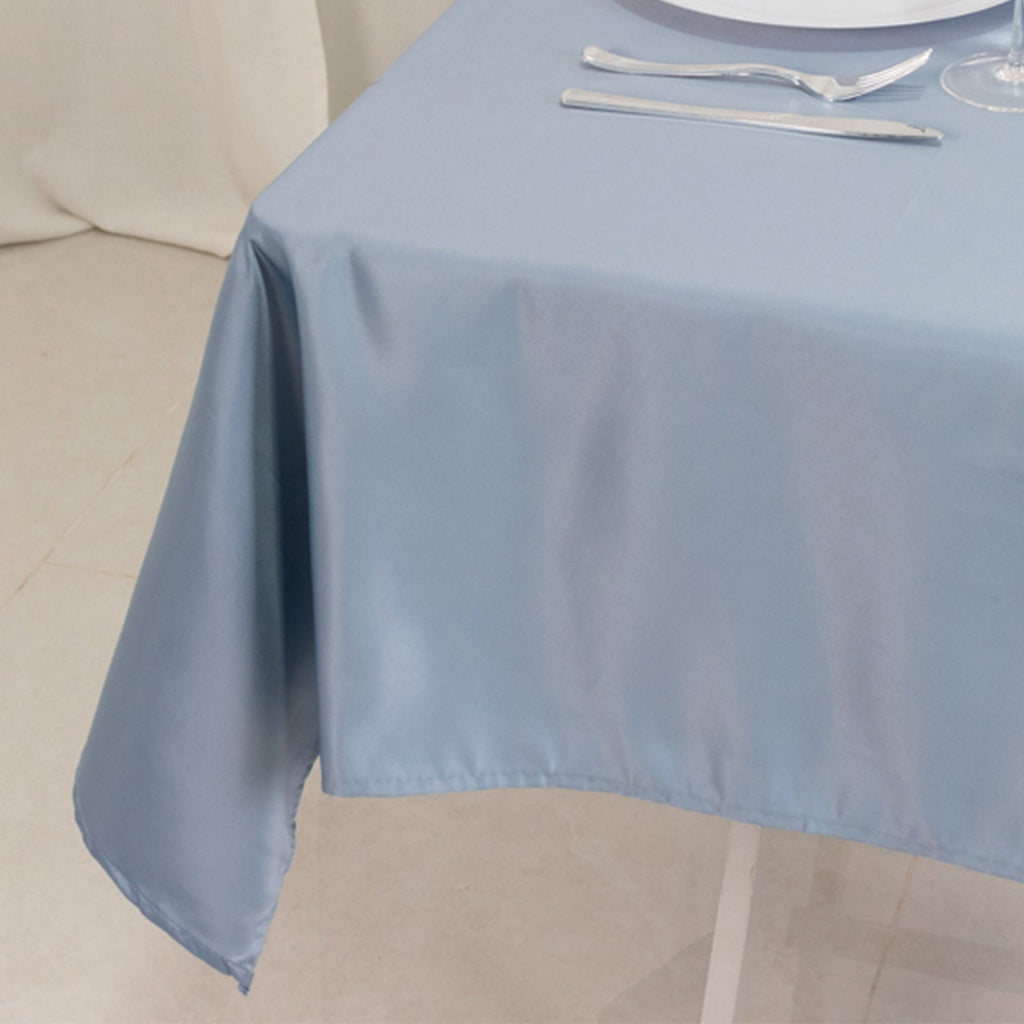 Lamour Satin 54"x54" Table Overlay Square Tablecloth Dusty Blue - Durable & Silk - Like Table Cover - Bell Racket Store