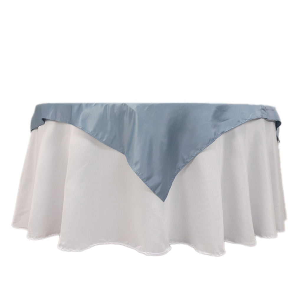 Lamour Satin 54"x54" Table Overlay Square Tablecloth Dusty Blue - Durable & Silk - Like Table Cover - Bell Racket Store