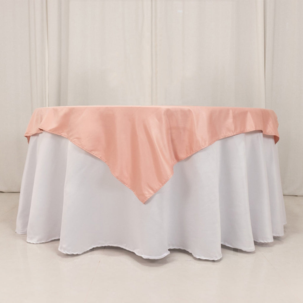 Lamour Satin 54"x54" Table Overlay Square Tablecloth Dusty Rose - Durable & Silk - Like Table Cover - Bell Racket Store