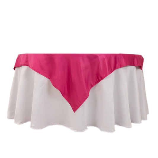Lamour Satin 54"x54" Table Overlay Square Tablecloth Fuchsia - Durable & Silk - Like Table Cover - Bell Racket Store