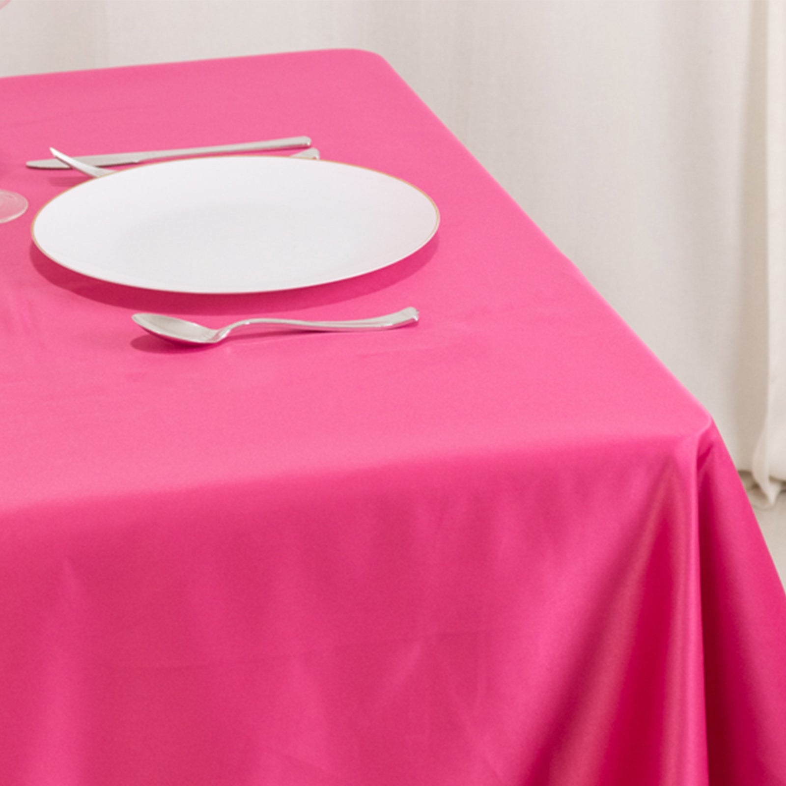 Lamour Satin 54"x54" Table Overlay Square Tablecloth Fuchsia - Durable & Silk - Like Table Cover - Bell Racket Store