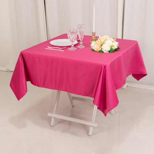 Lamour Satin 54"x54" Table Overlay Square Tablecloth Fuchsia - Durable & Silk - Like Table Cover - Bell Racket Store