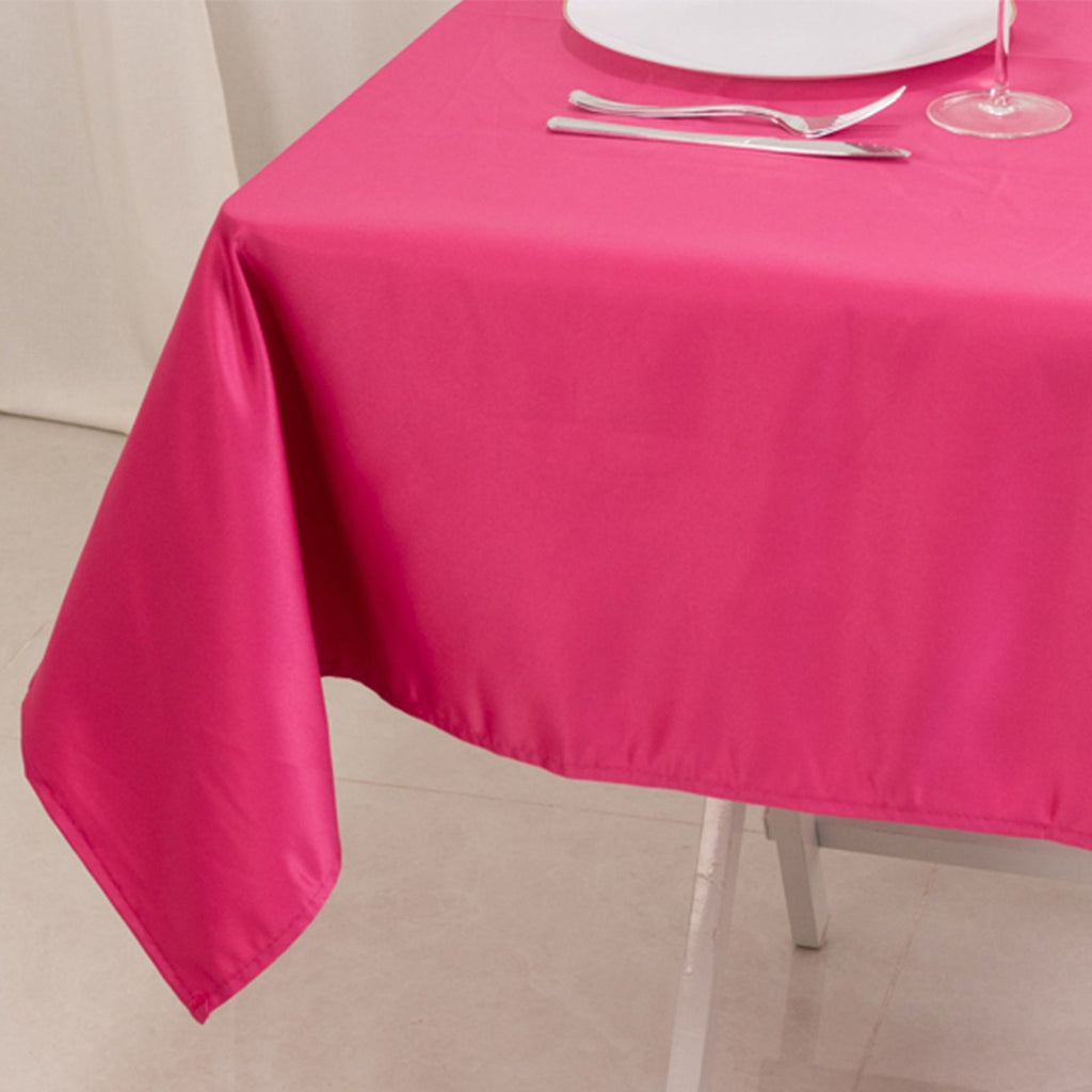 Lamour Satin 54"x54" Table Overlay Square Tablecloth Fuchsia - Durable & Silk - Like Table Cover - Bell Racket Store