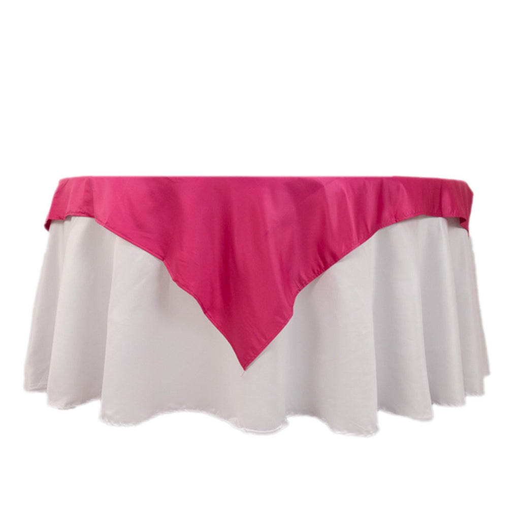 Lamour Satin 54"x54" Table Overlay Square Tablecloth Fuchsia - Durable & Silk - Like Table Cover - Bell Racket Store