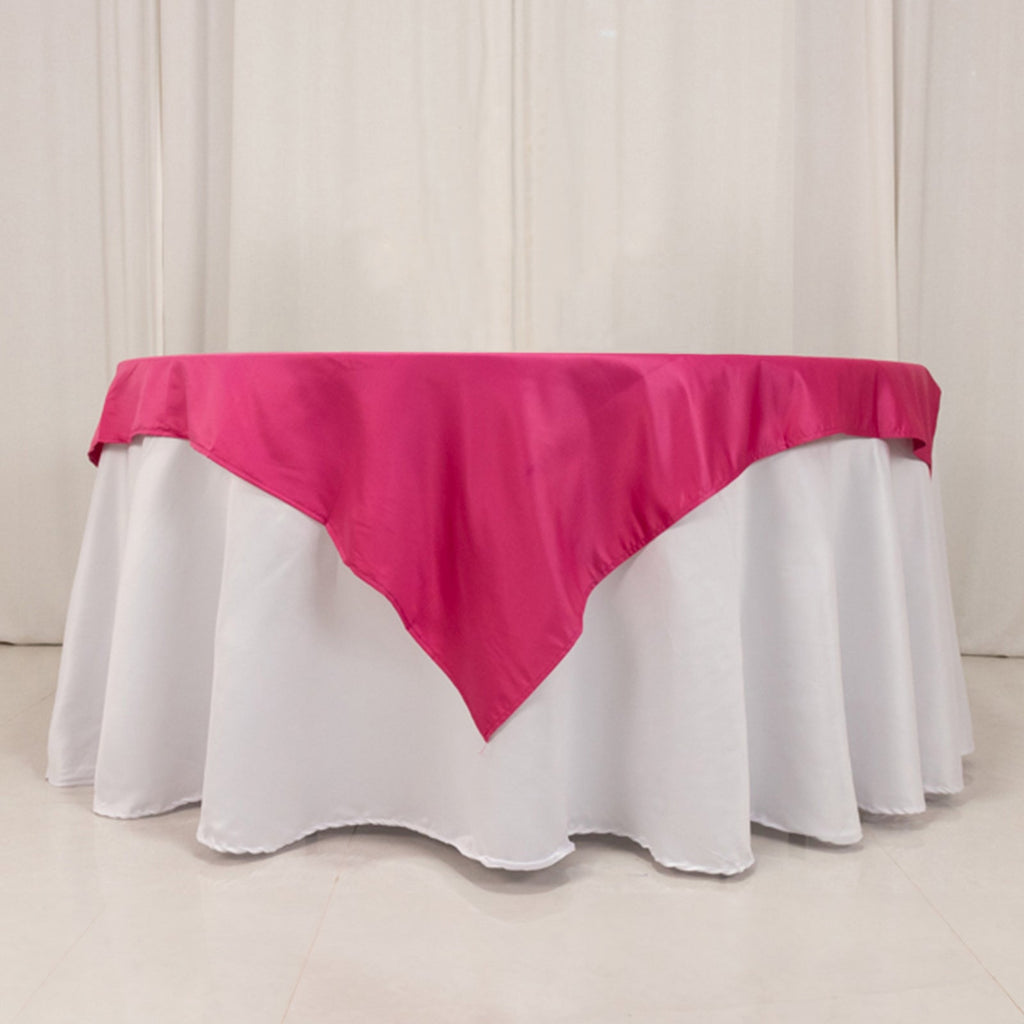 Lamour Satin 54"x54" Table Overlay Square Tablecloth Fuchsia - Durable & Silk - Like Table Cover - Bell Racket Store