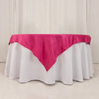 Lamour Satin 54"x54" Table Overlay Square Tablecloth Fuchsia - Durable & Silk - Like Table Cover - Bell Racket Store