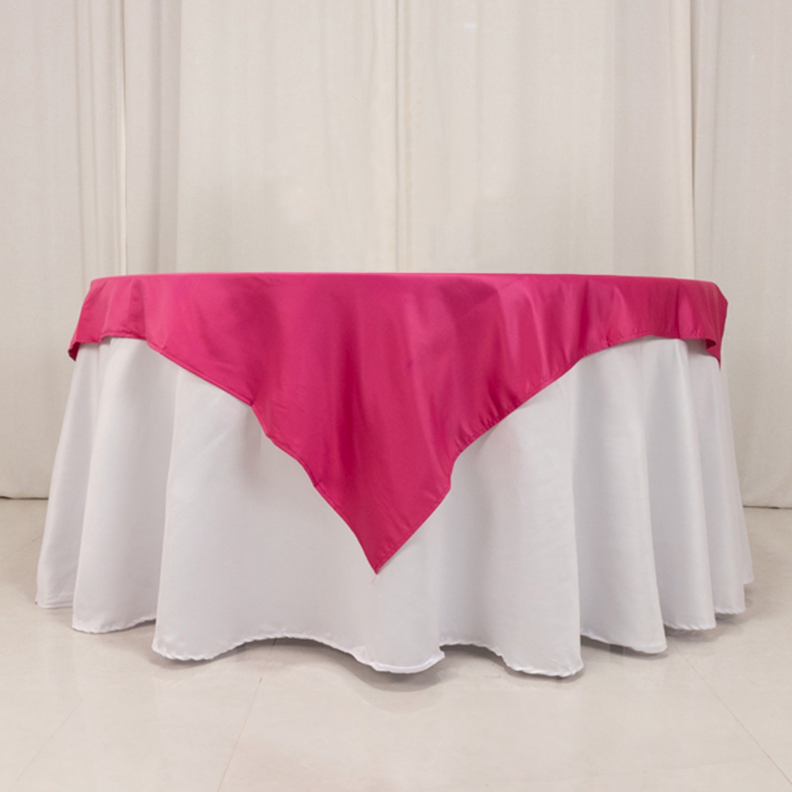 Lamour Satin 54"x54" Table Overlay Square Tablecloth Fuchsia - Durable & Silk - Like Table Cover - Bell Racket Store