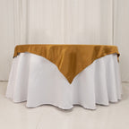 Lamour Satin 54"x54" Table Overlay Square Tablecloth Gold - Durable & Silk - Like Table Cover for Weddings & Parties - Bell Racket Store
