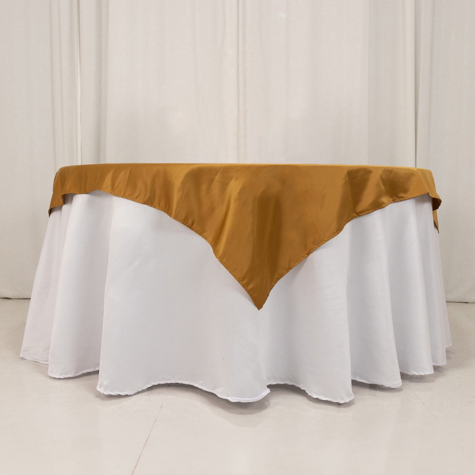 Lamour Satin 54"x54" Table Overlay Square Tablecloth Gold - Durable & Silk - Like Table Cover for Weddings & Parties - Bell Racket Store