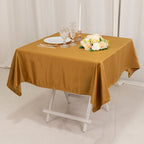 Lamour Satin 54"x54" Table Overlay Square Tablecloth Gold - Durable & Silk - Like Table Cover for Weddings & Parties - Bell Racket Store