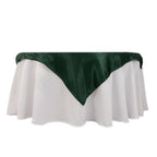Lamour Satin 54"x54" Table Overlay Square Tablecloth Hunter Emerald - Durable & Silk - Like Table Cover - Bell Racket Store