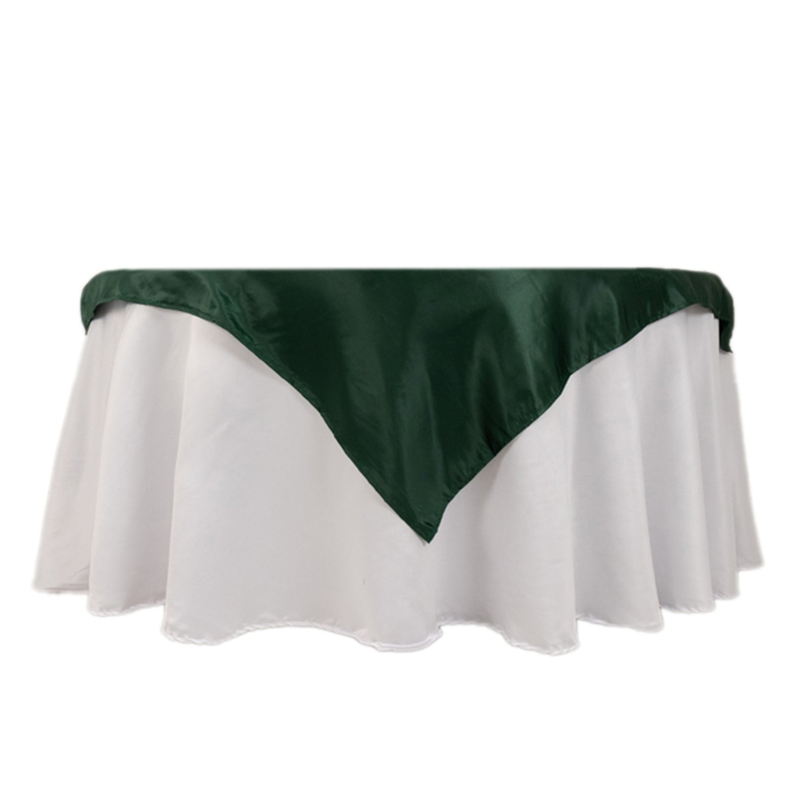Lamour Satin 54"x54" Table Overlay Square Tablecloth Hunter Emerald - Durable & Silk - Like Table Cover - Bell Racket Store
