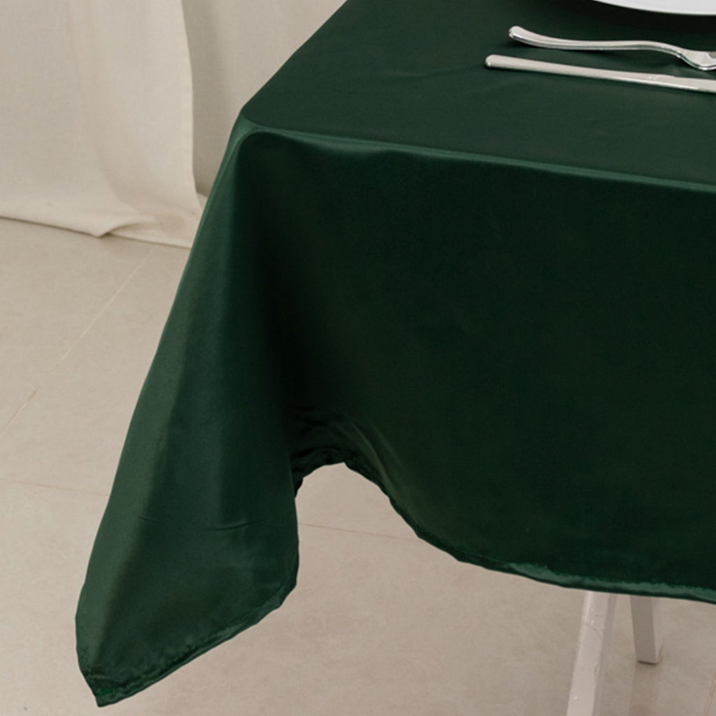 Lamour Satin 54"x54" Table Overlay Square Tablecloth Hunter Emerald - Durable & Silk - Like Table Cover - Bell Racket Store