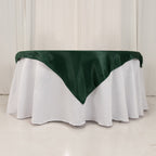 Lamour Satin 54"x54" Table Overlay Square Tablecloth Hunter Emerald - Durable & Silk - Like Table Cover - Bell Racket Store
